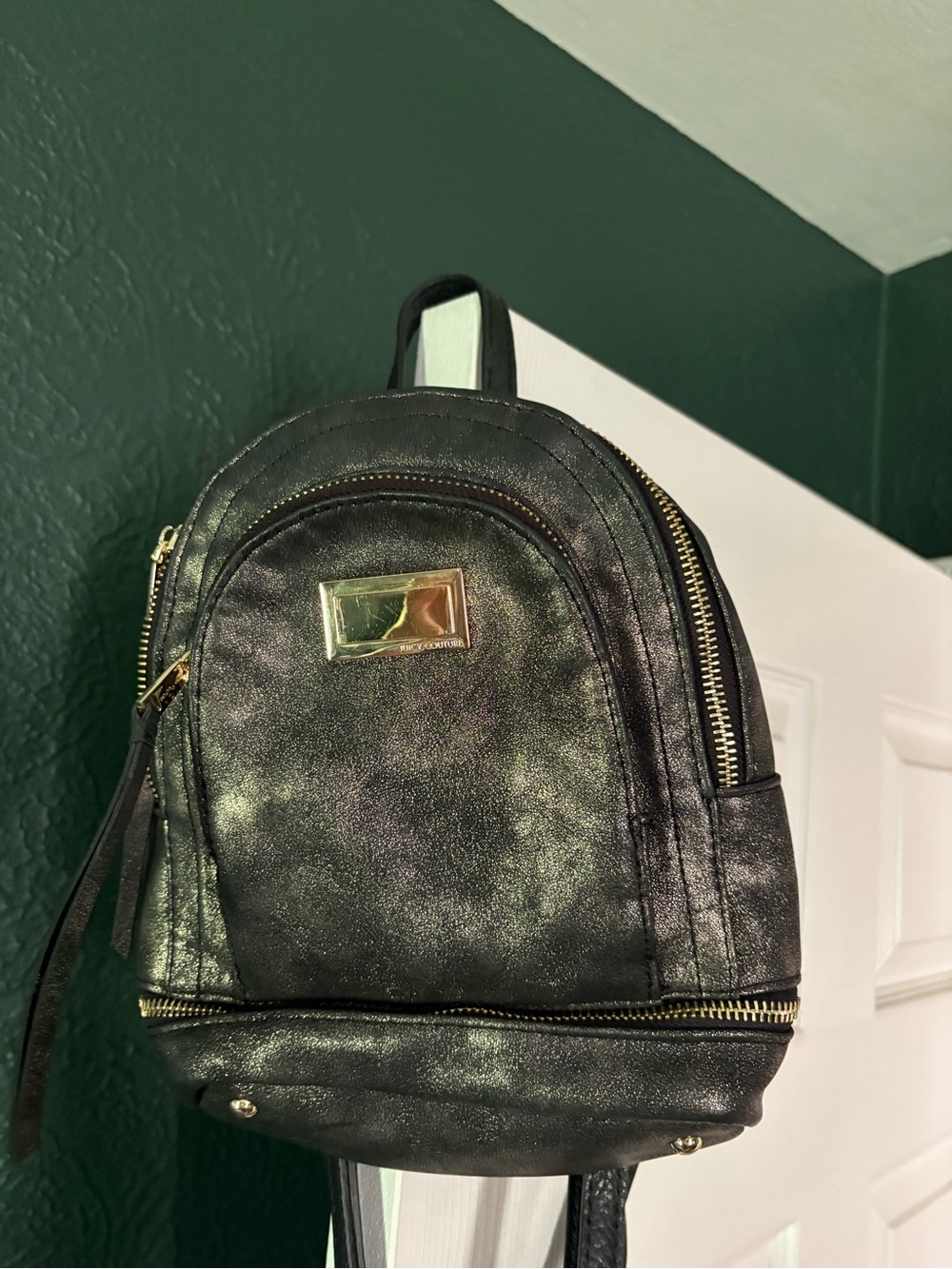 Black Metallic Mini Backpack - Unbranded